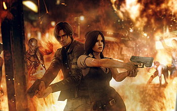 Resident Evil, Helena x Leon, Striking duo, Intense gaming HD wallpaper