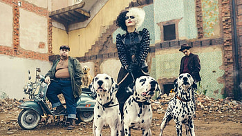 Cruella (2021), afis, dog, poster, disney, actress, dalmatian, movie, cruella, emma stone HD wallpaper