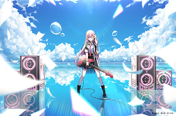 Megurine Luka, cloud, sky, vocaloid, character sign aquarius, anime HD wallpaper