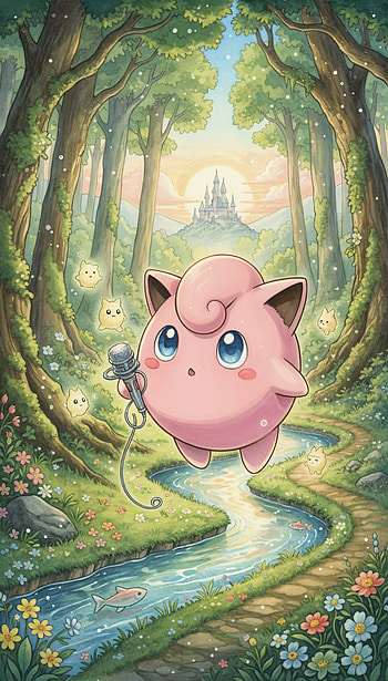 Jigglypuff (Pokémon) — Enchanted Forest Lullaby HD phone wallpaper