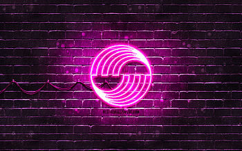 Airbus purple logo, , purple brickwall, Airbus logo, brands, Airbus neon logo, Airbus HD wallpaper