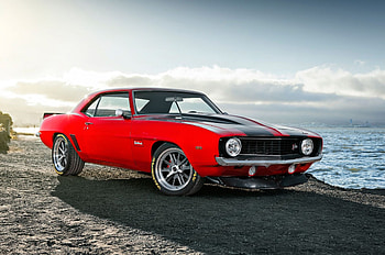 *69-Camaro*, Bowtie, Classic, GM, Red HD wallpaper