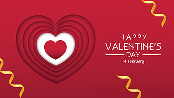 Red Heart Shapes Happy Valentine's Day 14 February Red Background Valentine's Day HD wallpaper