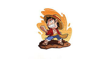 Chibi Luffy From One Piece, one-piece, monkey-d-luffy, anime, artwork, digital-art, artist, artstation HD wallpaper