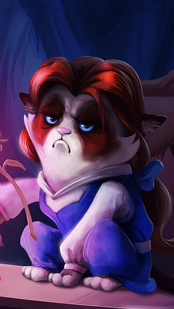 Preview grumpy cat, cat, monster, cartoon HD phone wallpaper