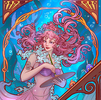 Mermaid, girl, siren, blue, fttart, art, f tt, summer, pink, fantasy, ftt, vara HD wallpaper