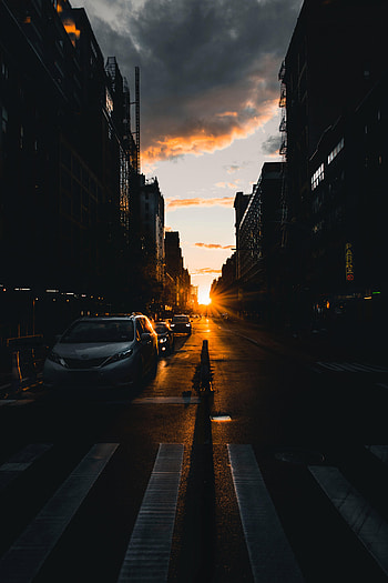 Cities, Auto, Building, Rays, Beams, Road, Street HD phone wallpaper