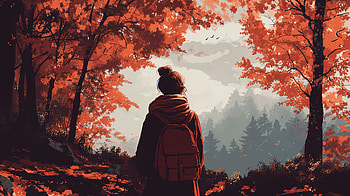 Autumn Aesthetic — Forest Wanderer, Hiker HD wallpaper