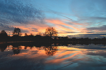 Nature, Sunset, Lake, Wood, Tree, Evening, Pond HD wallpaper