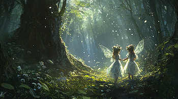 Enchanted Forest Fairies - Ultra, fantasy, forest fairies, fairy, enchanted forest, child HD wallpaper
