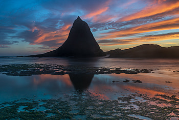 Nature, Sky, Mountains, Sea, Rock, Reflection HD wallpaper