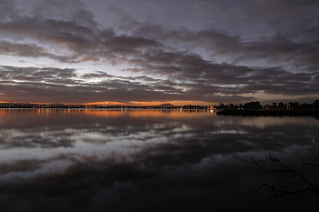 Nature, Water, Twilight, Lights, Horizon, Reflection, Dusk HD wallpaper