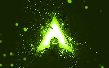 Arch Linux lime logo, , lime neon lights, creative, lime abstract background, Arch Linux logo, Linux, Arch Linux HD wallpaper