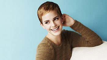 Emma Watson, short hair, smiling HD wallpaper