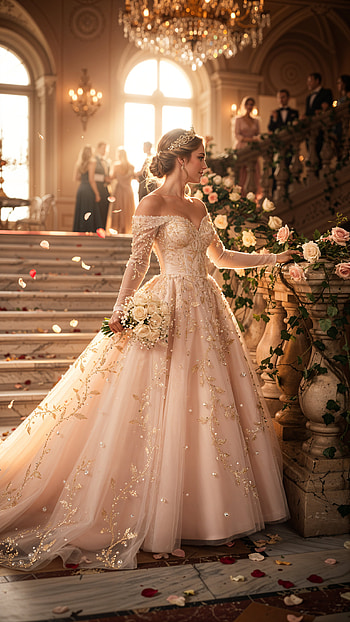 Palace Princess: Rose Gown , bride, wedding dress, bouquet HD phone wallpaper