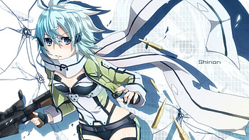 Shinon, blue eyes, blue hair, anime girl, sword art online, cute girl, anime, fantasy, pretty, original, weapon, short hair, tagme, warrior HD wallpaper