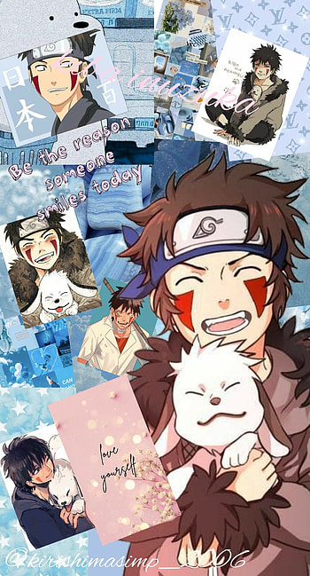 Kiba inuzuka, naruto, pink, blue, cute, anime HD phone wallpaper