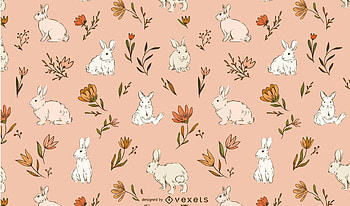 Pattern, flower, bunny, pink, texture, vexels, rabbit HD wallpaper