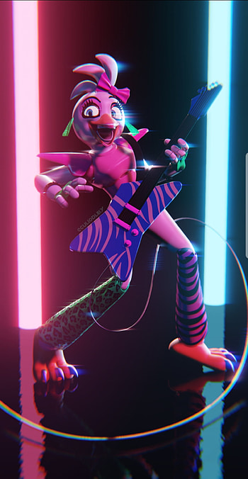 Sb Chica fnaf, neon HD phone wallpaper