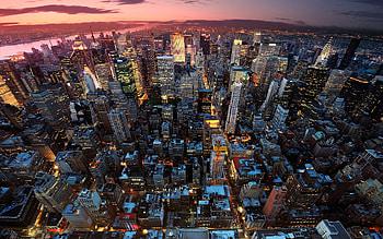 New York , Skyline panoramas, Statue of Liberty, Empire State Building HD wallpaper