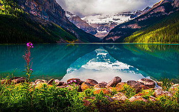 Lake Louise reflections, hamlet in Banff HD wallpaper