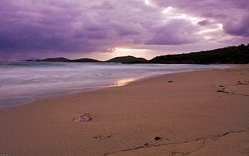 Sandy Beach, sea, sandy, clouds, nature, beach HD wallpaper