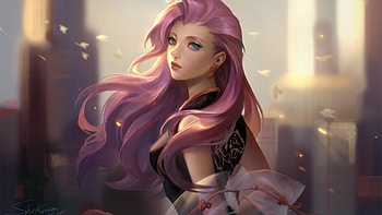 Light Pink Hair KDA Seraphine League Of Legends HD wallpaper