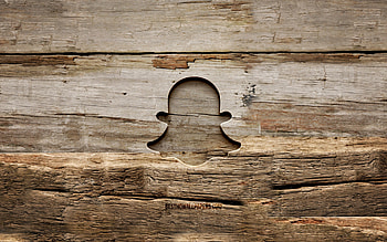 Snapchat wooden logo, , wooden backgrounds, social networks, Snapchat logo, creative, wood carving, Snapchat HD wallpaper