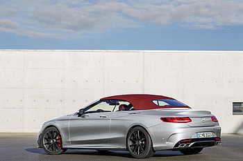 2016-Mercedes-Benz-S63-AMG-4Matic-Cabriolet-Edition, Silver, Black Wheels, Benz, Red Conv Top HD wallpaper