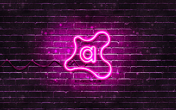 Avast purple logo, , purple brickwall, Avast logo, antivirus software, Avast neon logo, Avast HD wallpaper