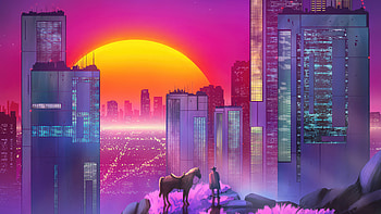 Neon Cowboy Retrowave , cowboy, retrowave, synthwave, artist, artwork, digital-art, artstation HD wallpaper