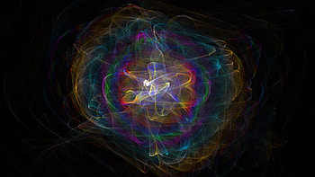 Color nucleus, atom, abstract, color, attractor, chemistry, heart, fractal, nucleus HD wallpaper
