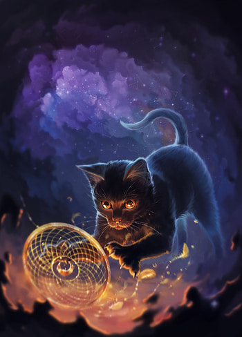 Art, Feather, Cat, Dream Catcher, Dreamcatcher, Mascot, Talisman HD phone wallpaper