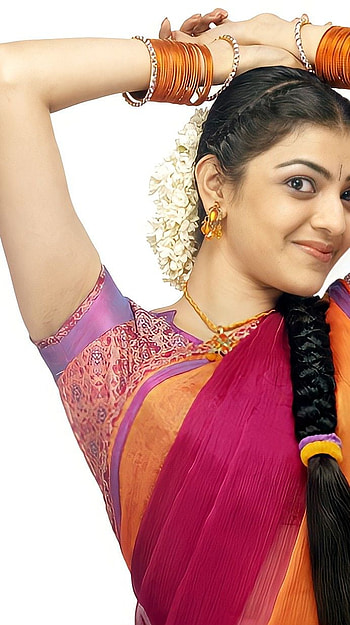 Kajal agarwal, saree beauty HD phone wallpaper