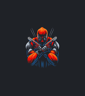 Deadpool, guns up, artwork, dark HD phone wallpaper