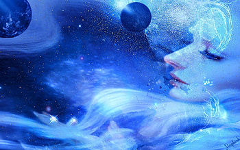 Dream space, space, face, fantasy, woman HD wallpaper