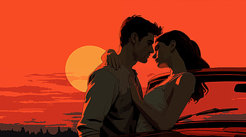 Honeymoon Sunset Kiss - Romantic Love, couple, kiss, love, honeymoon HD wallpaper