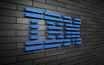 IBM 3D logo, , gray brickwall, creative, brands, IBM logo, 3D art, IBM HD wallpaper