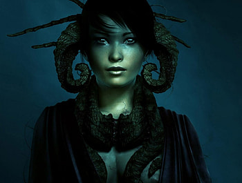 Greeen, creature, fantasy, green, woman HD wallpaper