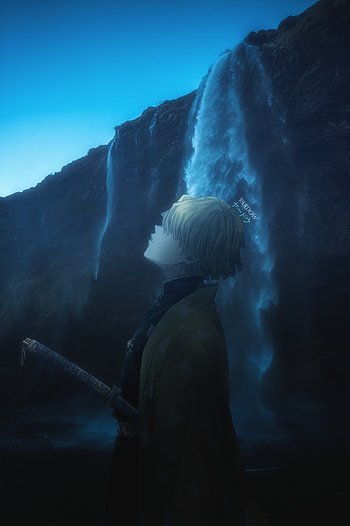 Zenitsu sad, sky, art, blue, cliff, demonslayer, electric, fame, water, anime HD phone wallpaper