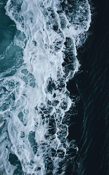 Nature, Sea, Waves, View From Above, Foam HD phone wallpaper
