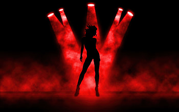 Girl dancing, spot lights, silhouette, art HD wallpaper