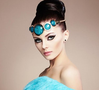 Fashion style, blue, makeup, necklace, woman, beauty HD wallpaper