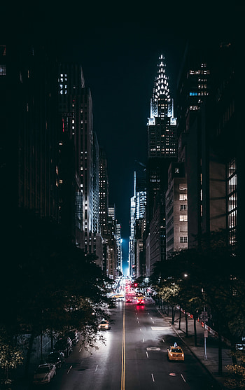 Cities, Trees, Usa, Road, Movement, Traffic, Night City, United States, New York HD phone wallpaper