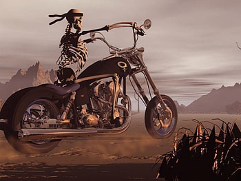 the last ride, bike, bones HD wallpaper