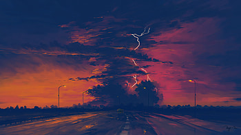 Lightning While Travelling, artist, artwork, digital-art, deviantart HD wallpaper