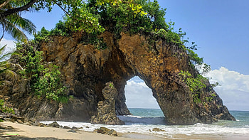 Paria Beach Trinidad, sea, arch, sky, caribbean, rock HD wallpaper