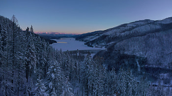 Frozen Dam Landscape , landscape, nature, mountains HD wallpaper