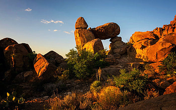 Balanced Rock Sunrise - Big Bend National Park - Texas, trees, sky, rocks, usa HD wallpaper