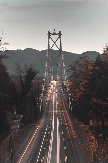 Cities, Mountains, View From Above, Road, Long Exposure, Bridge HD phone wallpaper